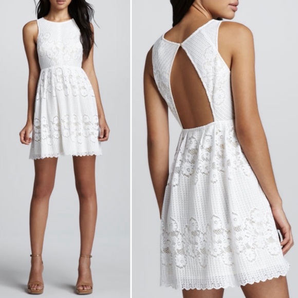 Free People Dresses & Skirts - Free People Rocco Dress Open Back White Lace Mini Dress Yellow Lining